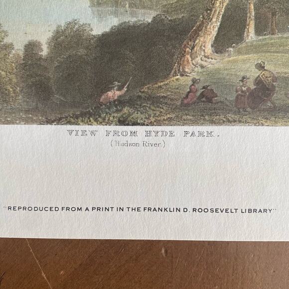 VTG Framed Art Print View From Hyde Park Hudson River William Henry Bartlett - Picture 3 of 10